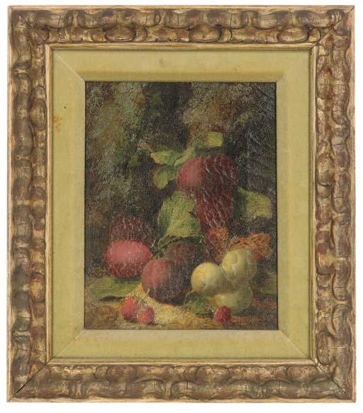 Oliver Clare - Plums, damsons and strawberries, on a mossy bank