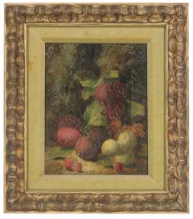 Oliver Clare - Plums, damsons and strawberries, on a mossy bank