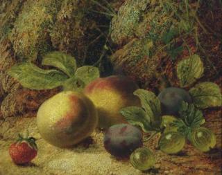 Oliver Clare - Still life of fruit in a landscape
