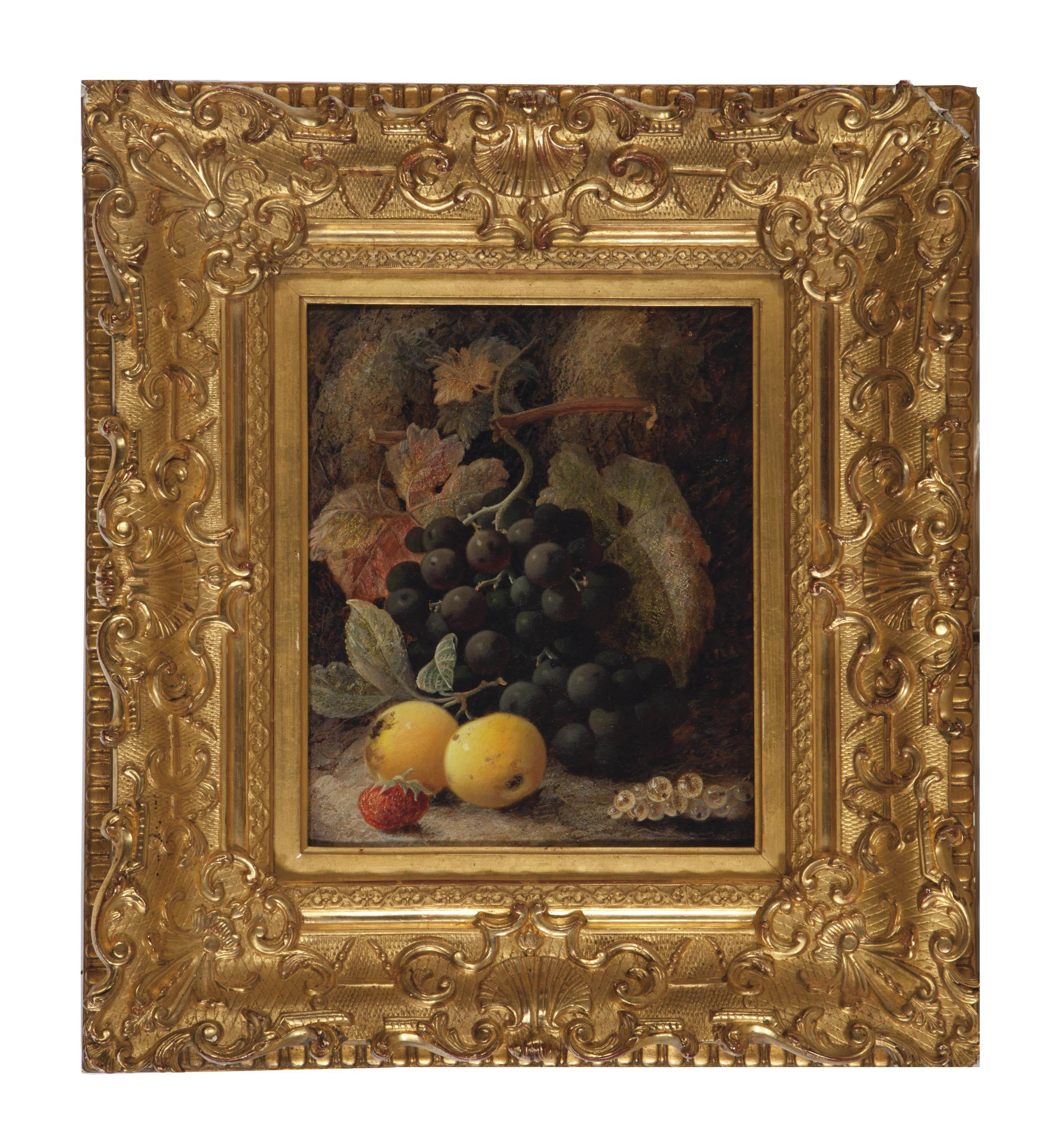 Oliver Clare - Still life with grapes, plums and strawberry