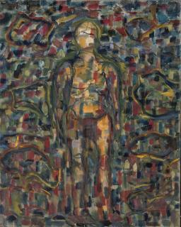 Oliver Gollancz - Standing Figure; Blue And Yellow Abstract, Unframed