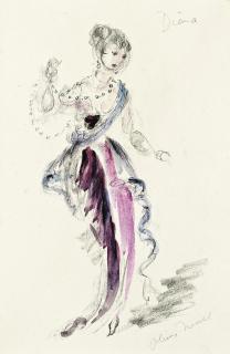 Oliver Hilary Sambourne Messel - Costume design for Diana in \'Ring around the Moon\'