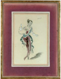 Oliver Hilary Sambourne Messel - Costume designs: Purple and yellow dress; and Purple dress