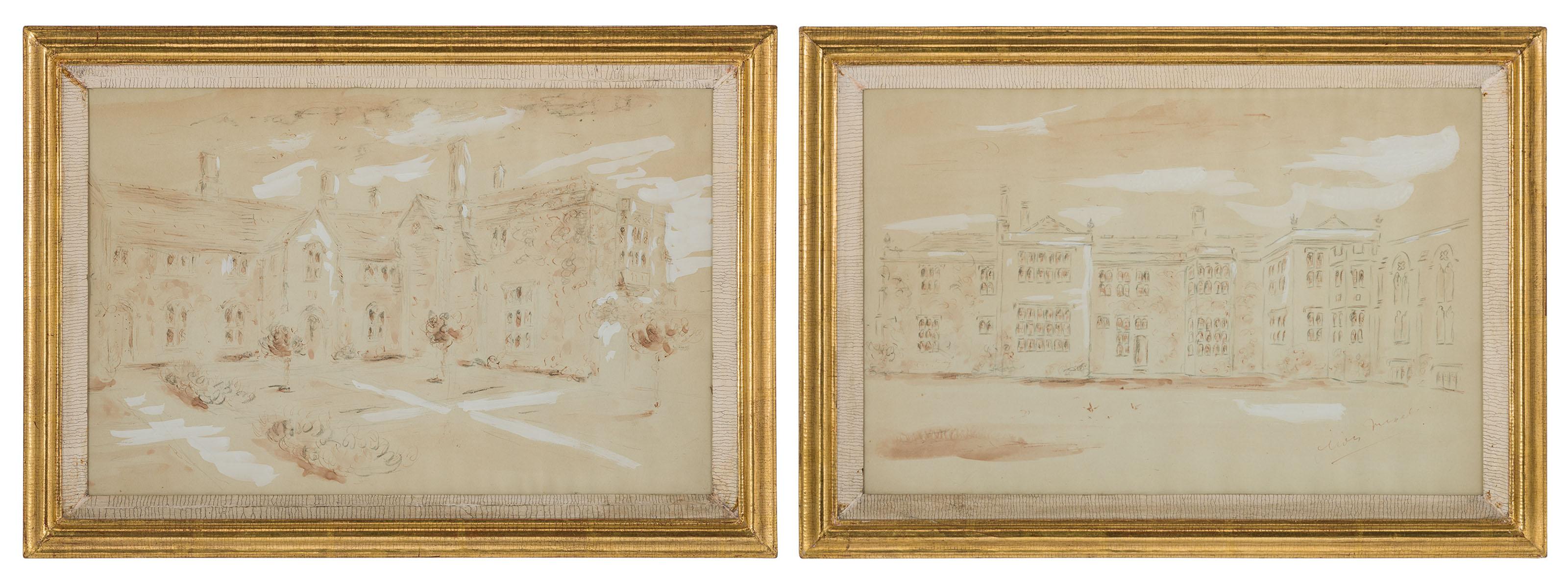 Oliver Hilary Sambourne Messel - Nymans House, Sussex; two proposed facades, following the 1947 fire