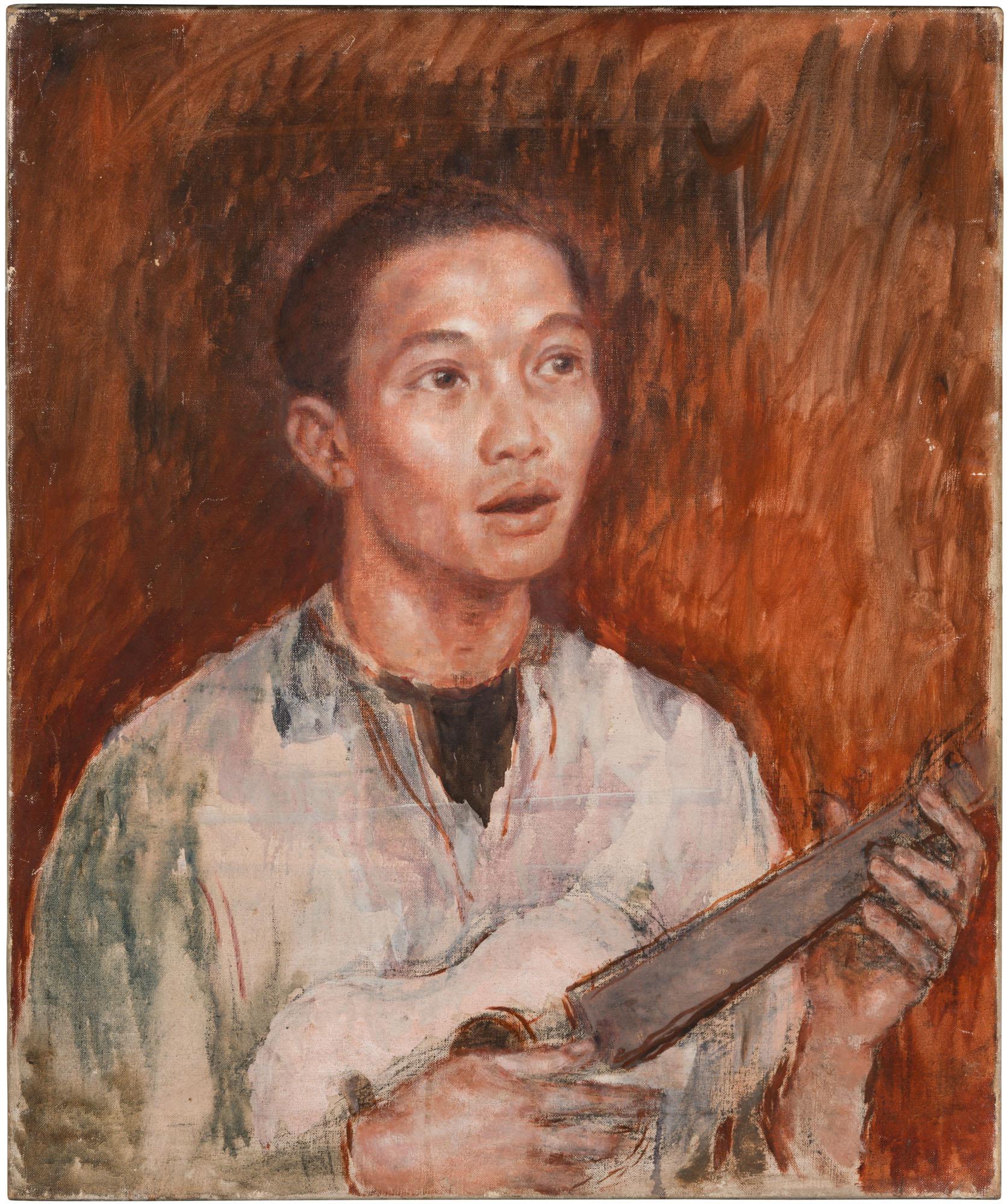 Oliver Hilary Sambourne Messel - Portrait of a young man playing a guitar