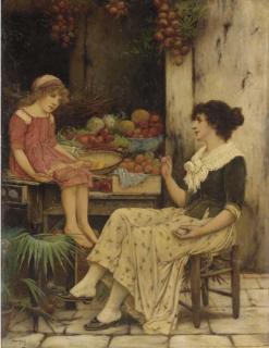 Oliver Rhys - A Mother and Child curling Twine