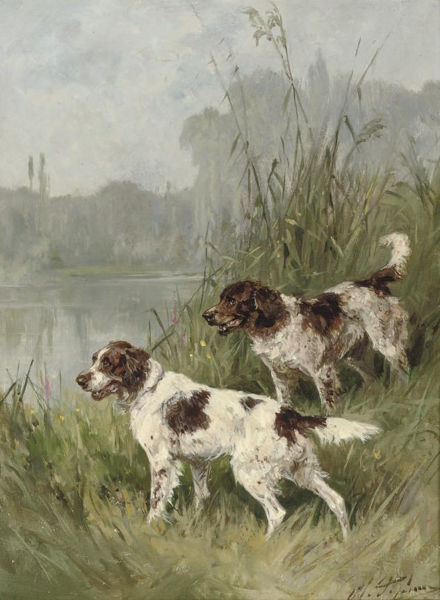 Olivier de Penne - Two English Springer Spaniels on the watch