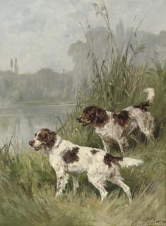 Olivier de Penne - Two English Springer Spaniels on the watch