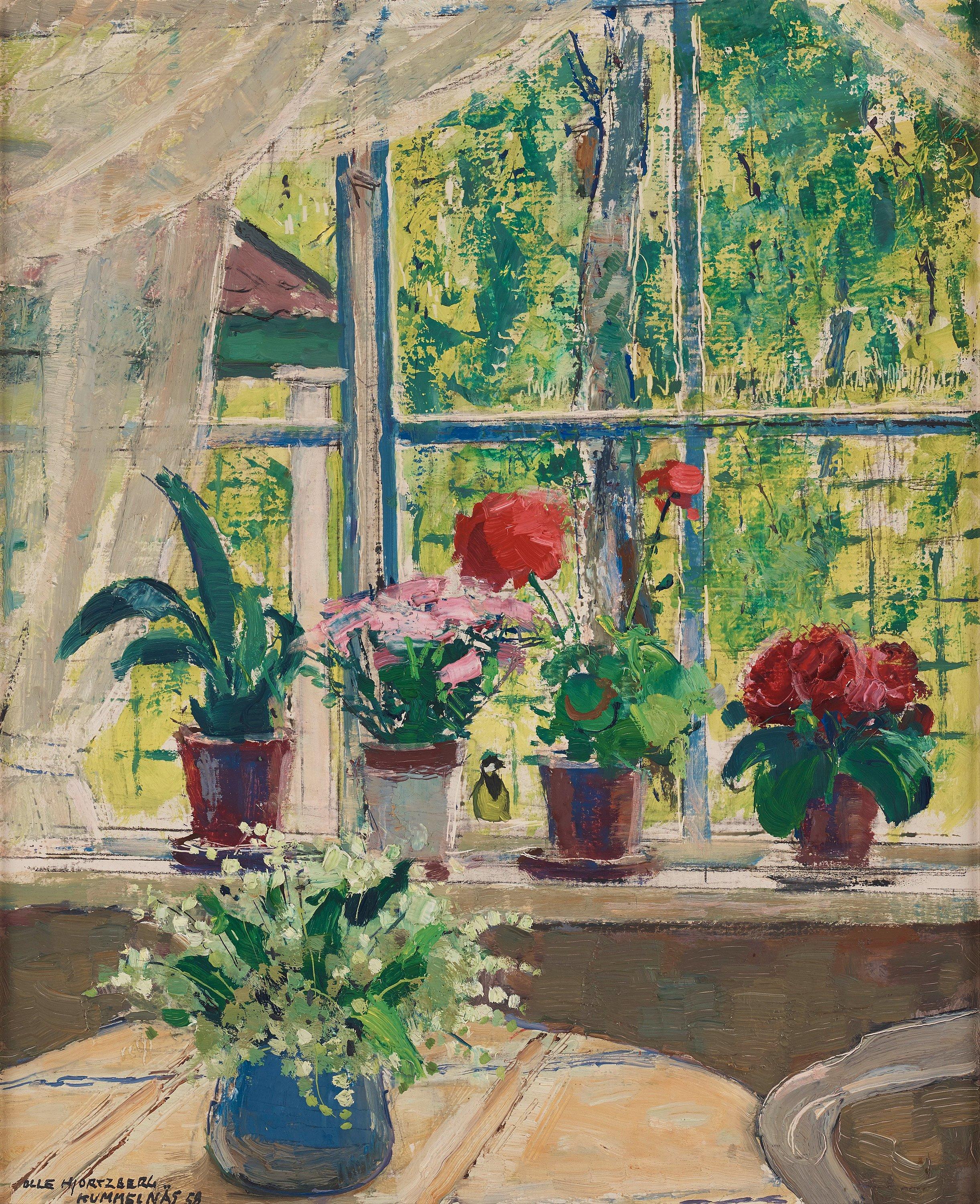Olle Hjortzberg - Flowers on the window sill