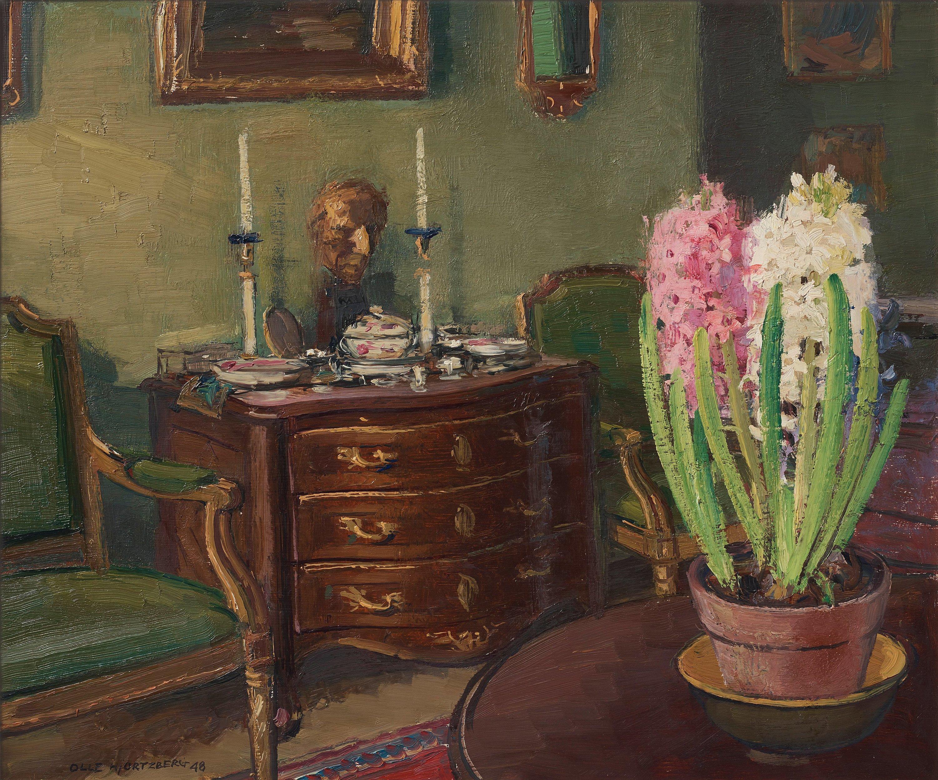 Olle Hjortzberg - Interior med hyacinths