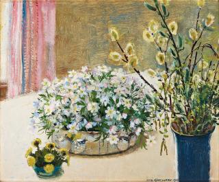 Olle Hjortzberg - Still life with Coltsfoot and Anemone nemorosa