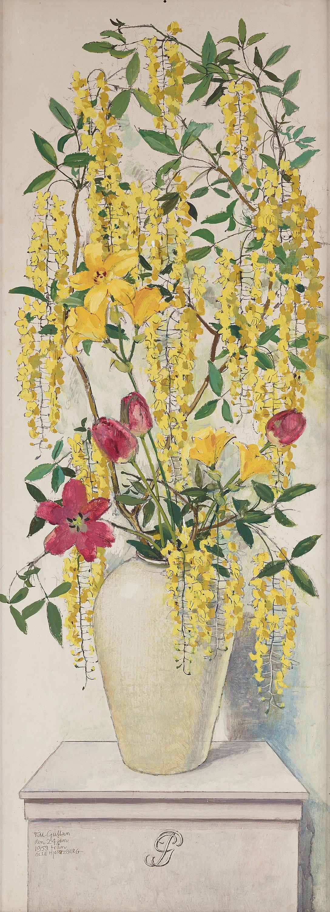 Olle Hjortzberg - Still life with Laburnum tree flowers