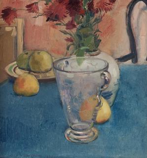 Olle Hjortzberg - Still life with vase and apples.