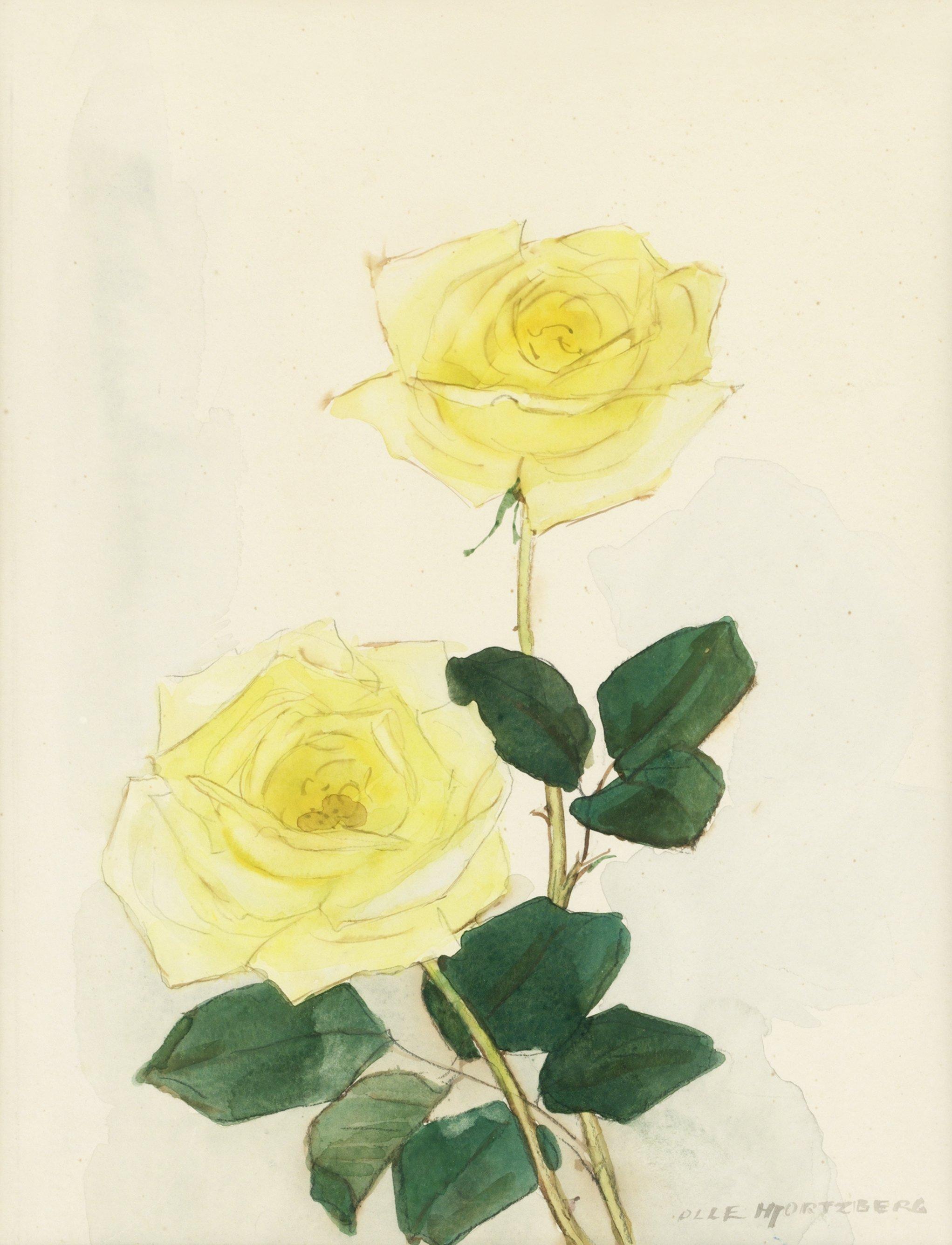 Olle Hjortzberg - Stilleben med gula rosor