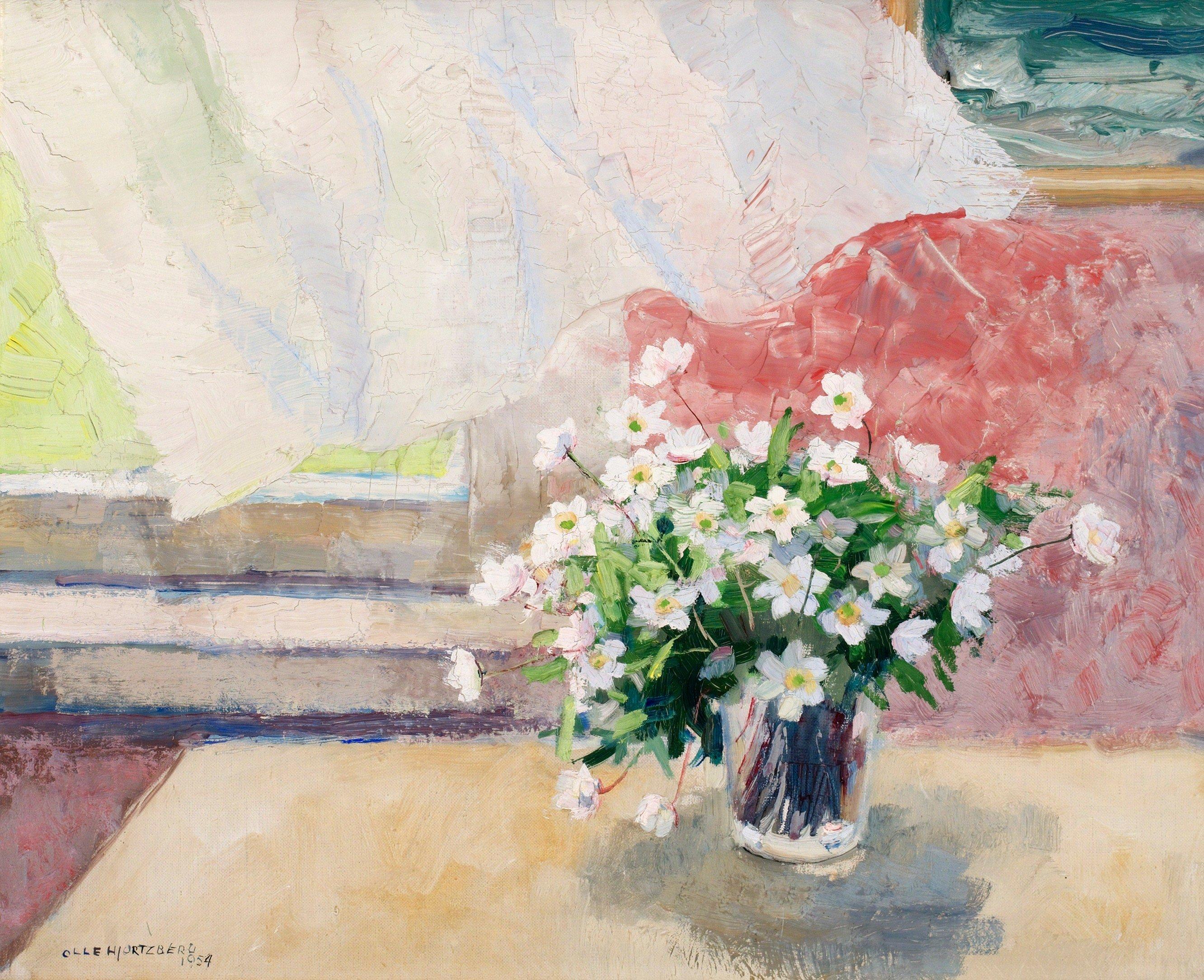 Olle Hjortzberg - Stilleben med vitsippor