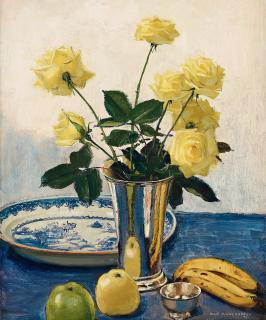 Olle Hjortzberg - Stillife with yellow roses