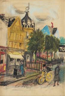 Olle Olsson-Hagalund - City with figures