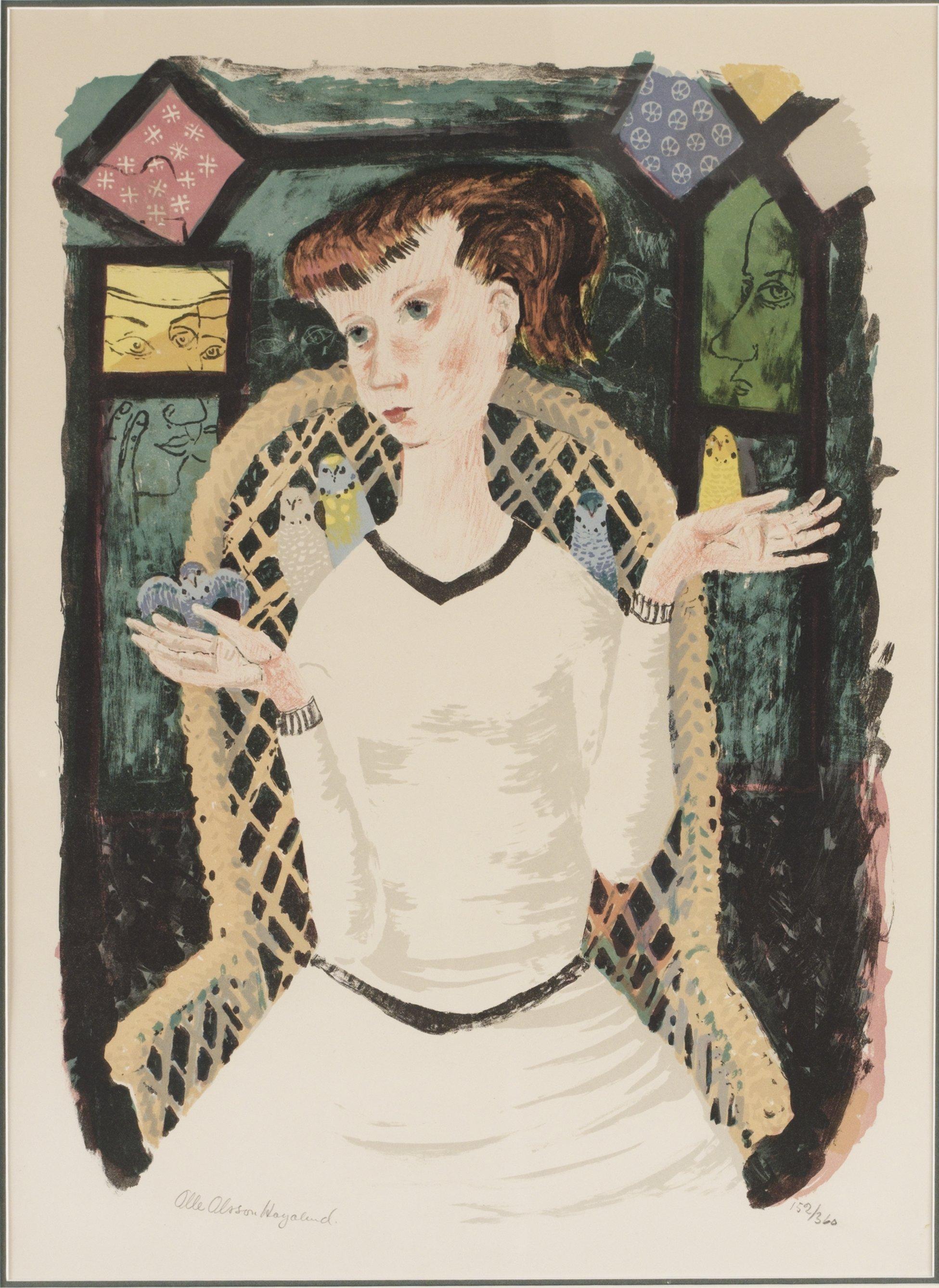 Olle Olsson-Hagalund - Flicka med fåglar