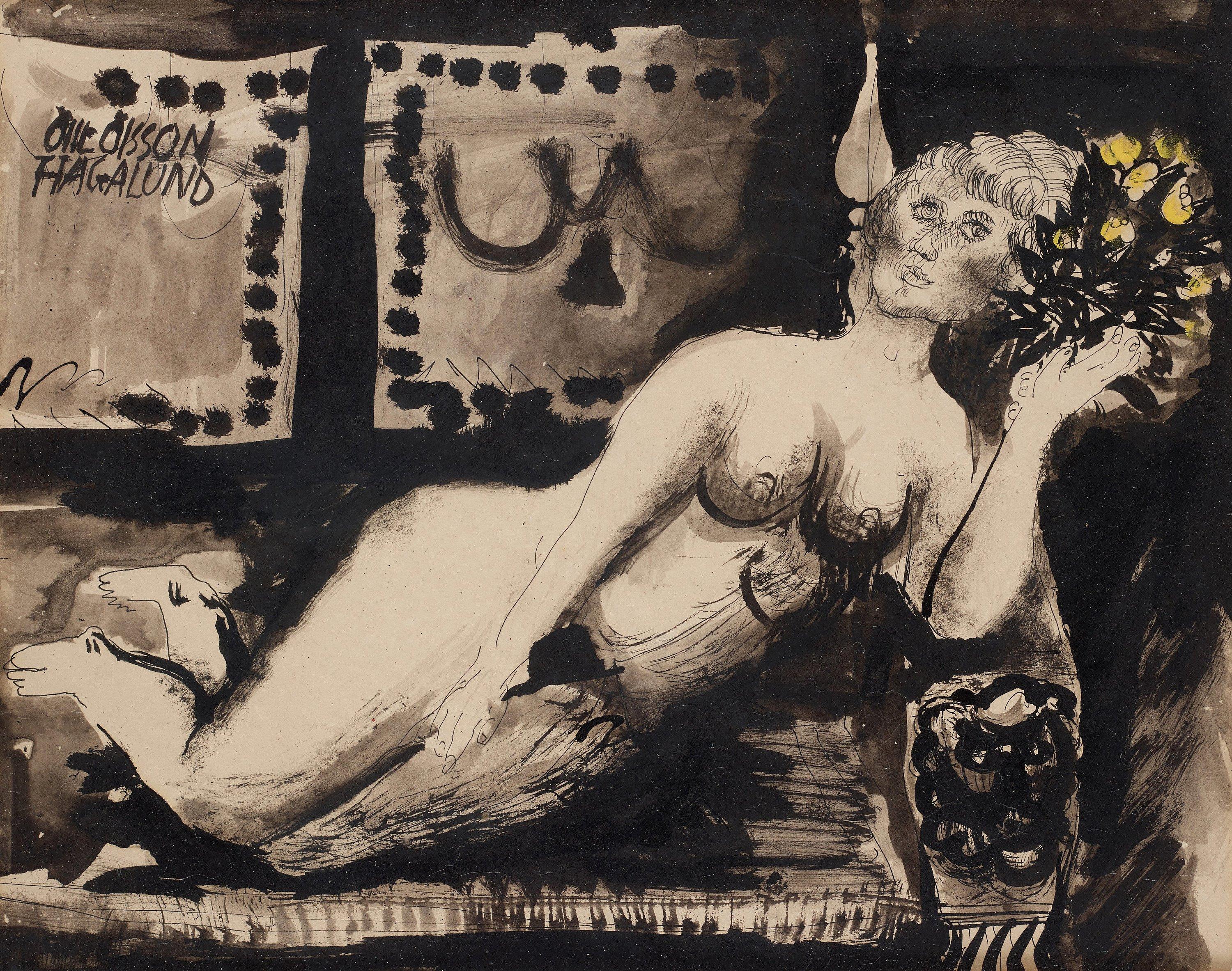 Olle Olsson-Hagalund - Model on the sofa