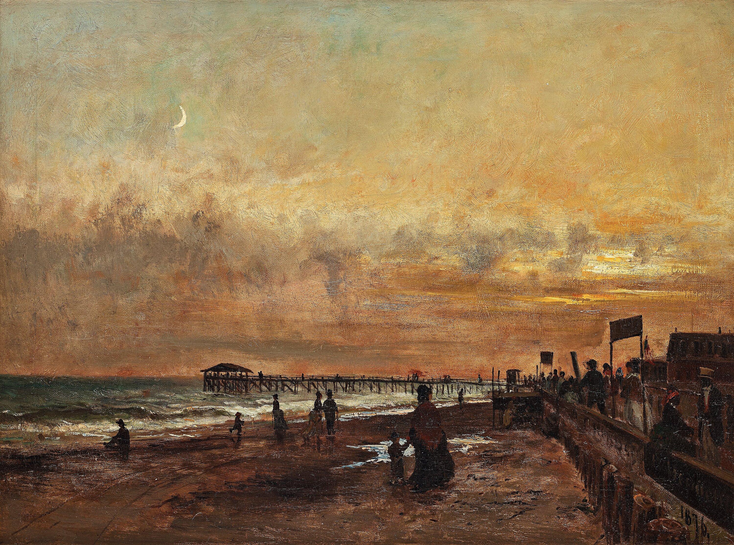 Olof Hermelin - Evening by the pier, scene from the United States of America