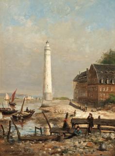 Olof Hermelin - Franskt kustmotiv med fyrtorn