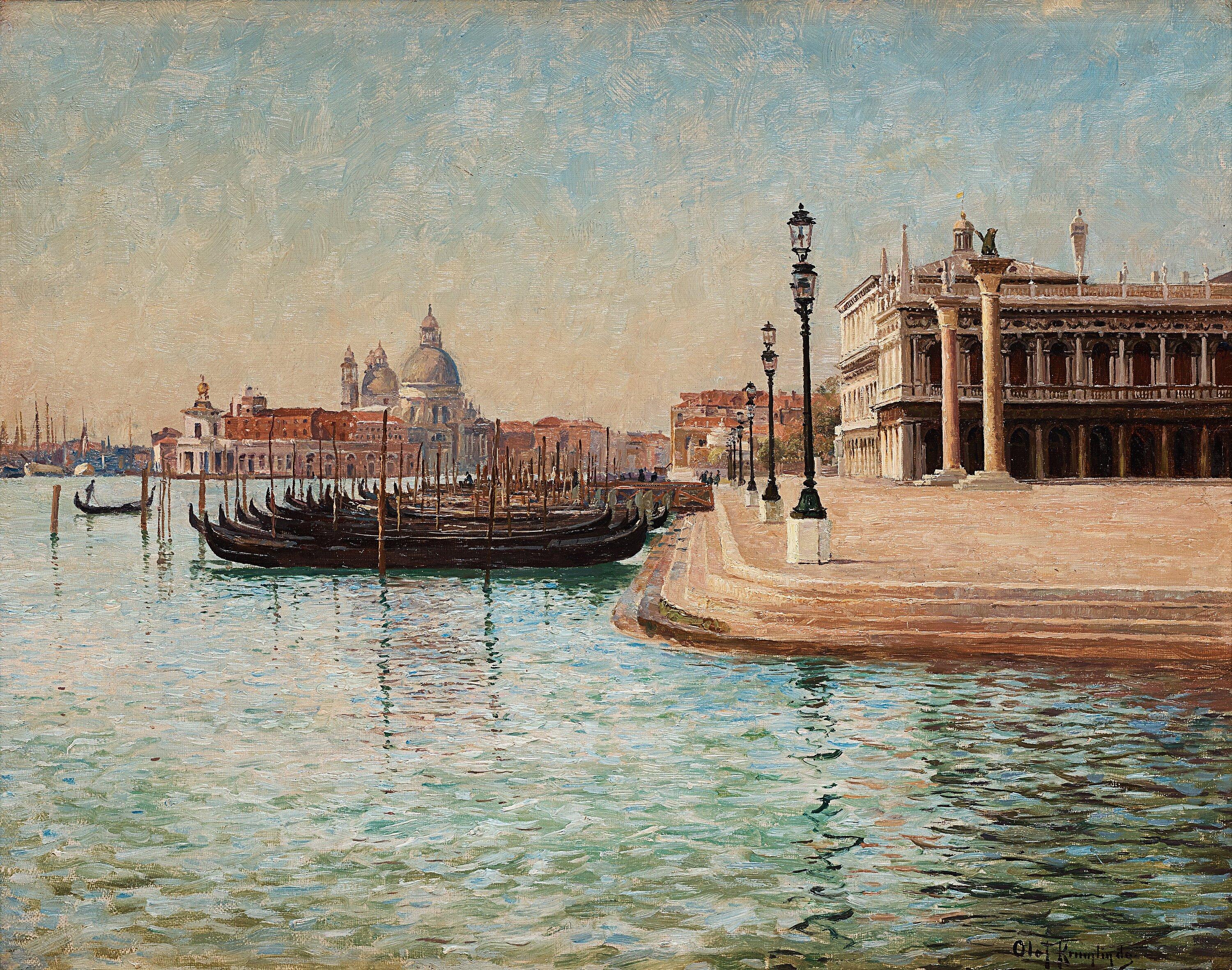 Olof Krumlinde - Gondolas by Piazza San Marco, scene from Venice