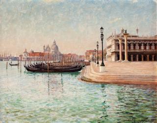 Olof Krumlinde - Gondolas near Piazza San Marco, Venice