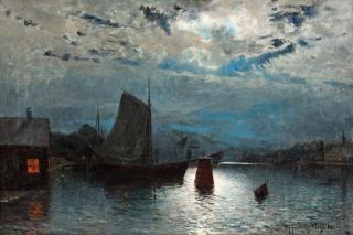 Olof Krumlinde - Moonlit river landscape
