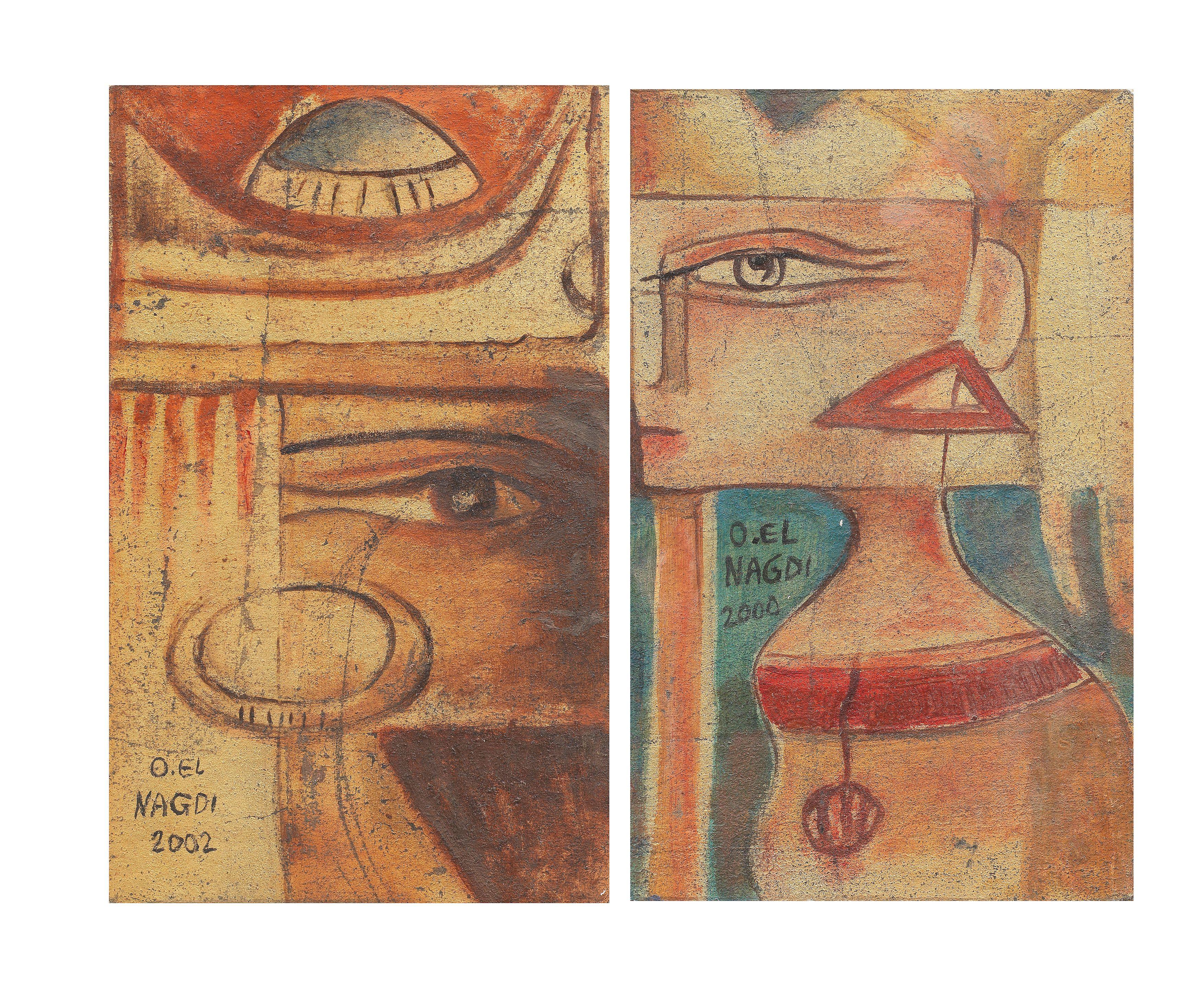 Omar El-Nagdi - Untitled (Pharaonic Figures)