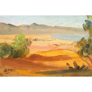 Omar Onsi - Paysageomar Onsi ; Landscape ; Signed Lower Left ; Oil On Panel