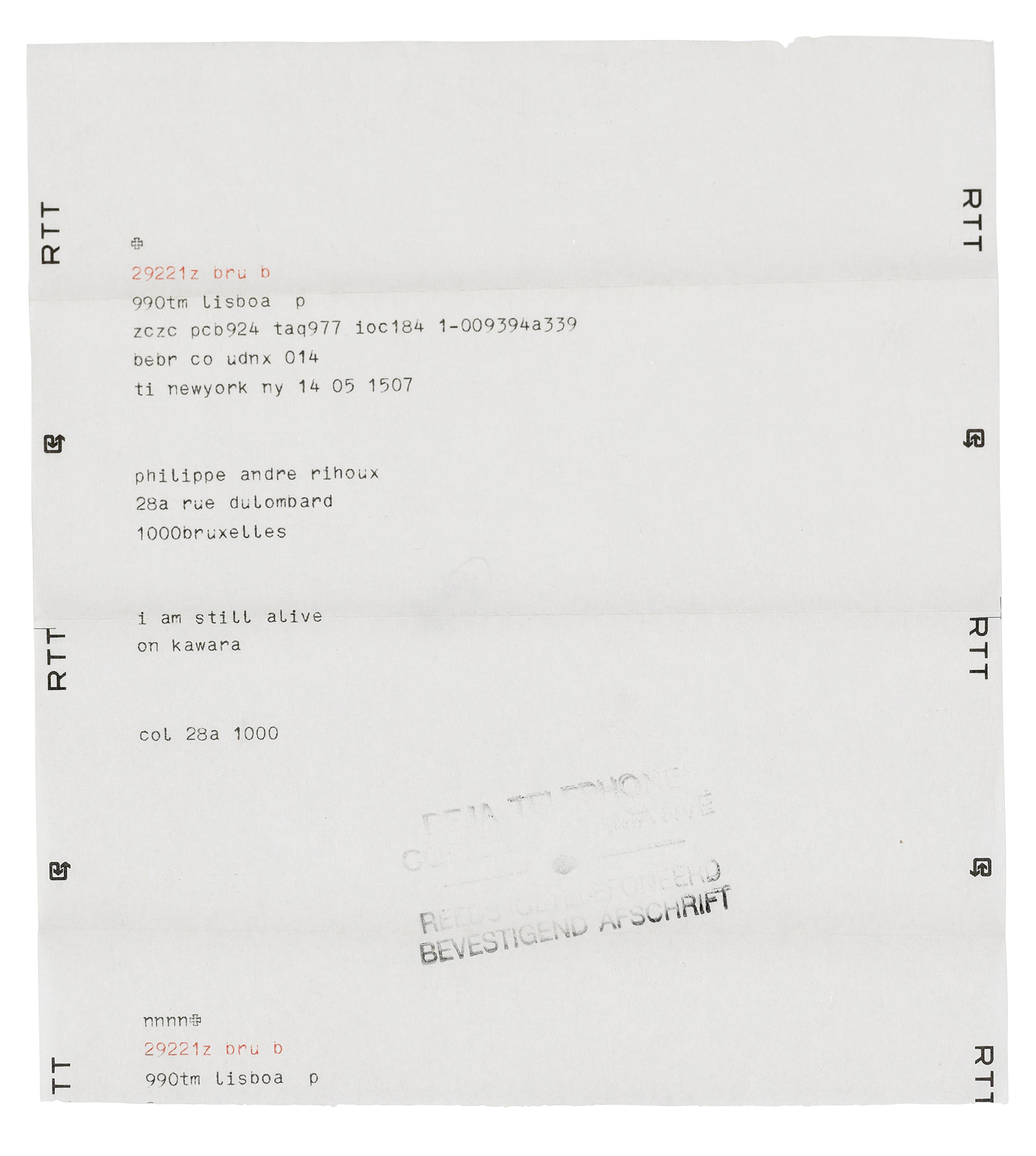 On Kawara - I am still alive
