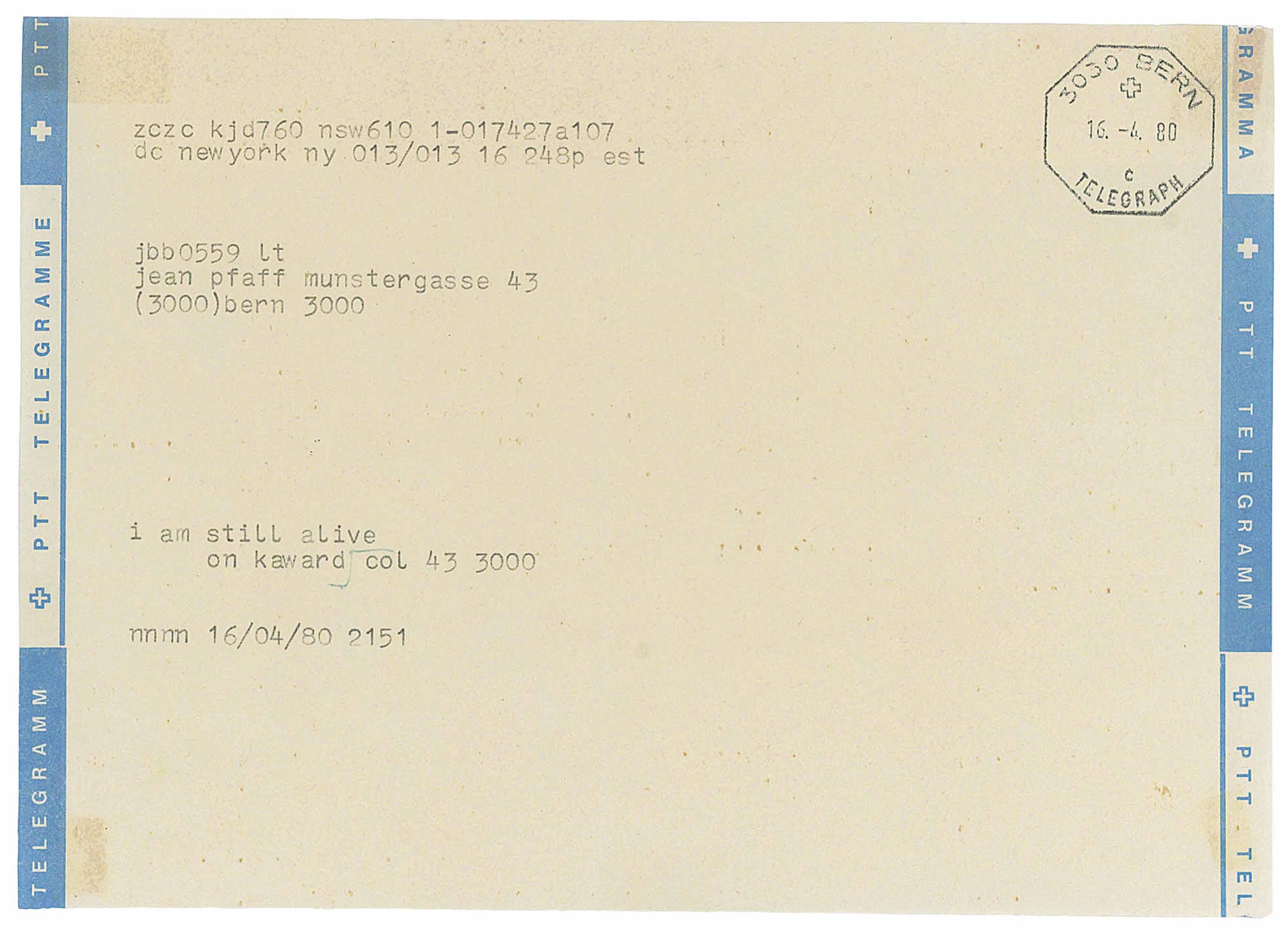 On Kawara - I Am Still Alive