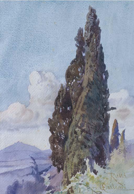 Onorato Carlandi - Cipressi Nel Paesaggio
