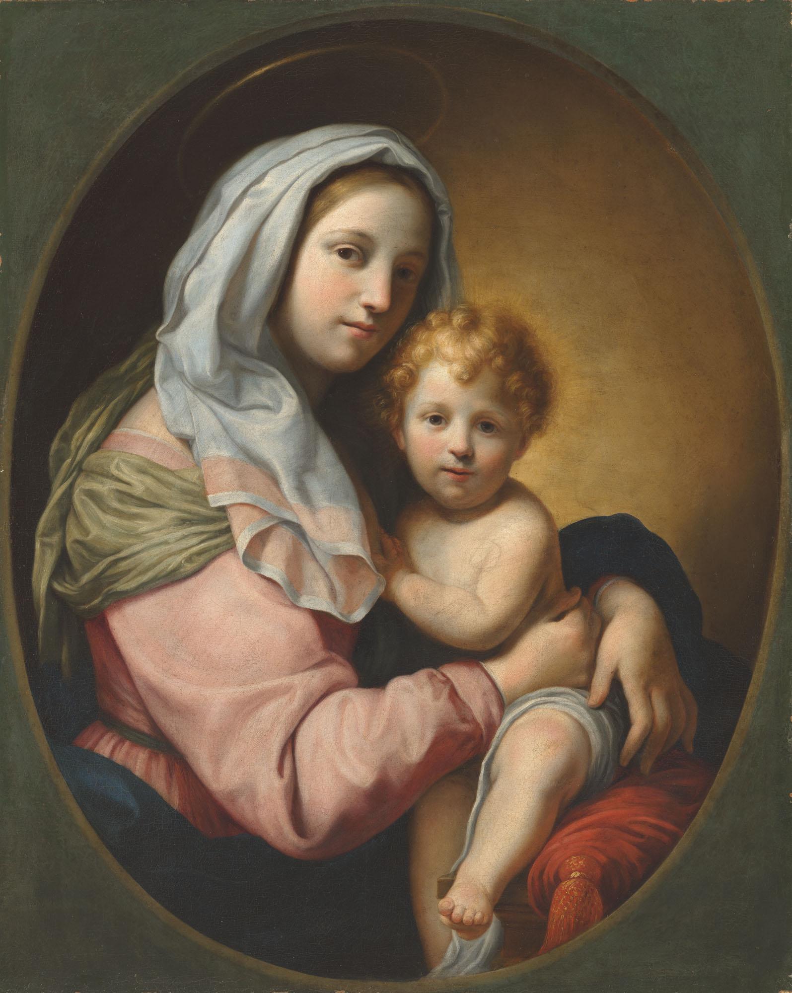 Onorio Marinari - Virgin and Child, in a feigned oval