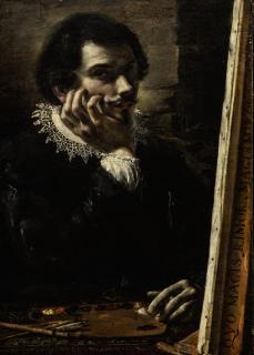 Orazio Borgianni - Self Portrait As A Painter With Palette And Canvas