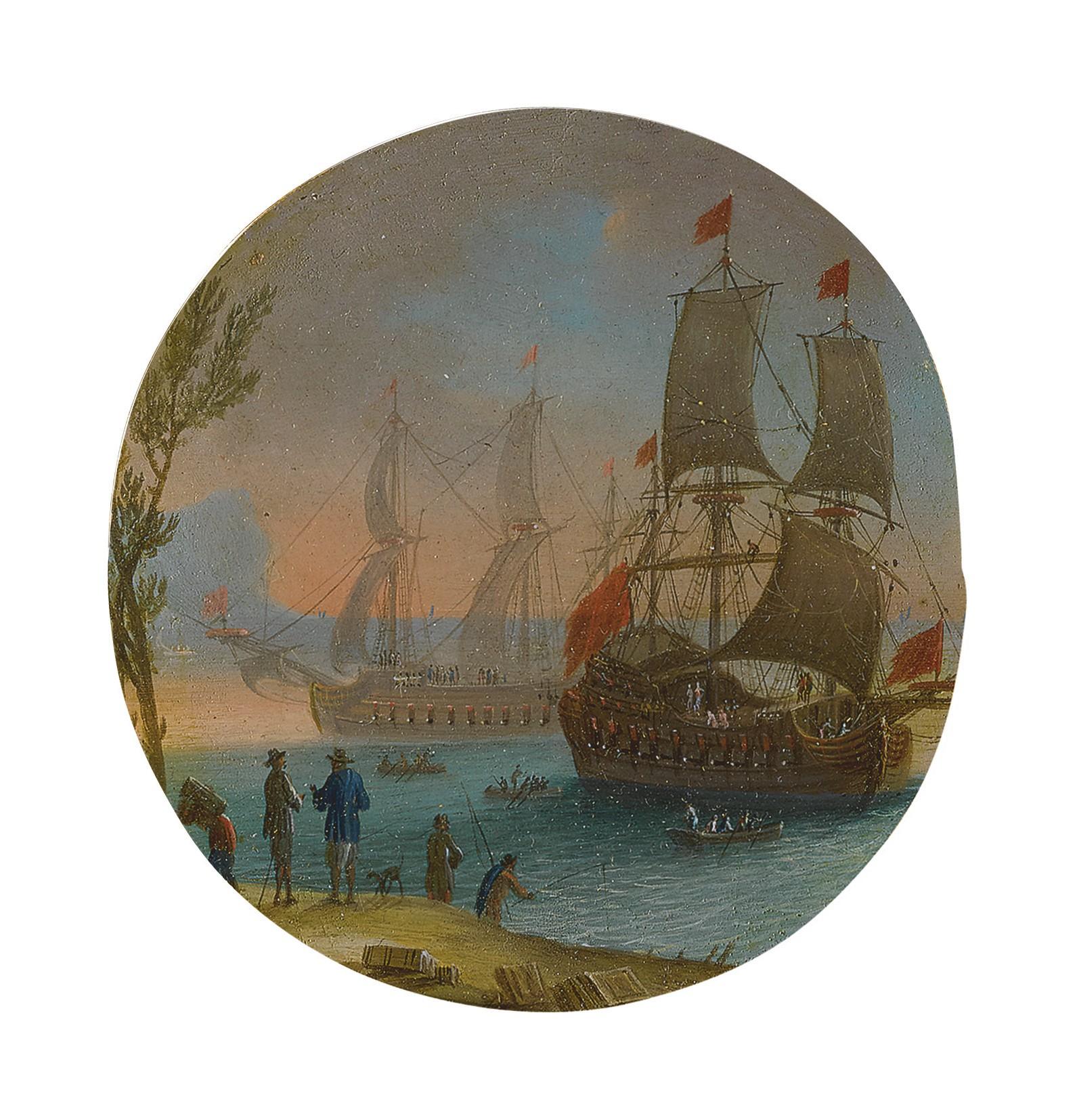 Orazio Grevenbroeck - A View Of A Harbor With Men-O\'-War, Naples