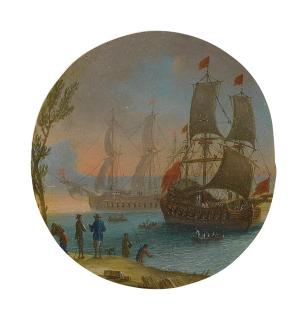 Orazio Grevenbroeck - A View Of A Harbor With Men-O\'-War, Naples