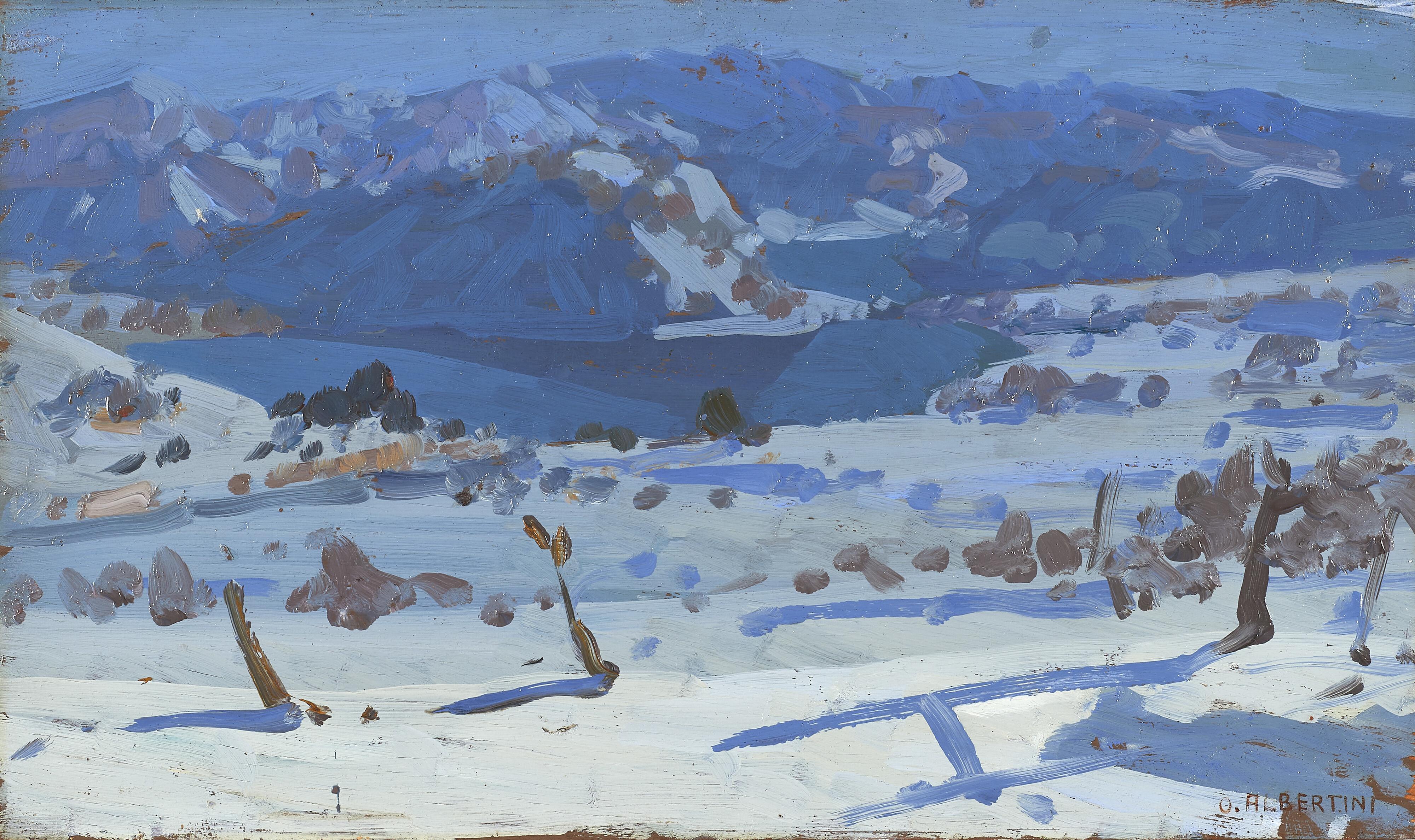 Oreste Albertini - Paesaggio innevato Viconago - Varese