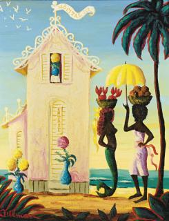 Orville Bulman - Woman And Mermaid; Women With Giraffe:  Two Works