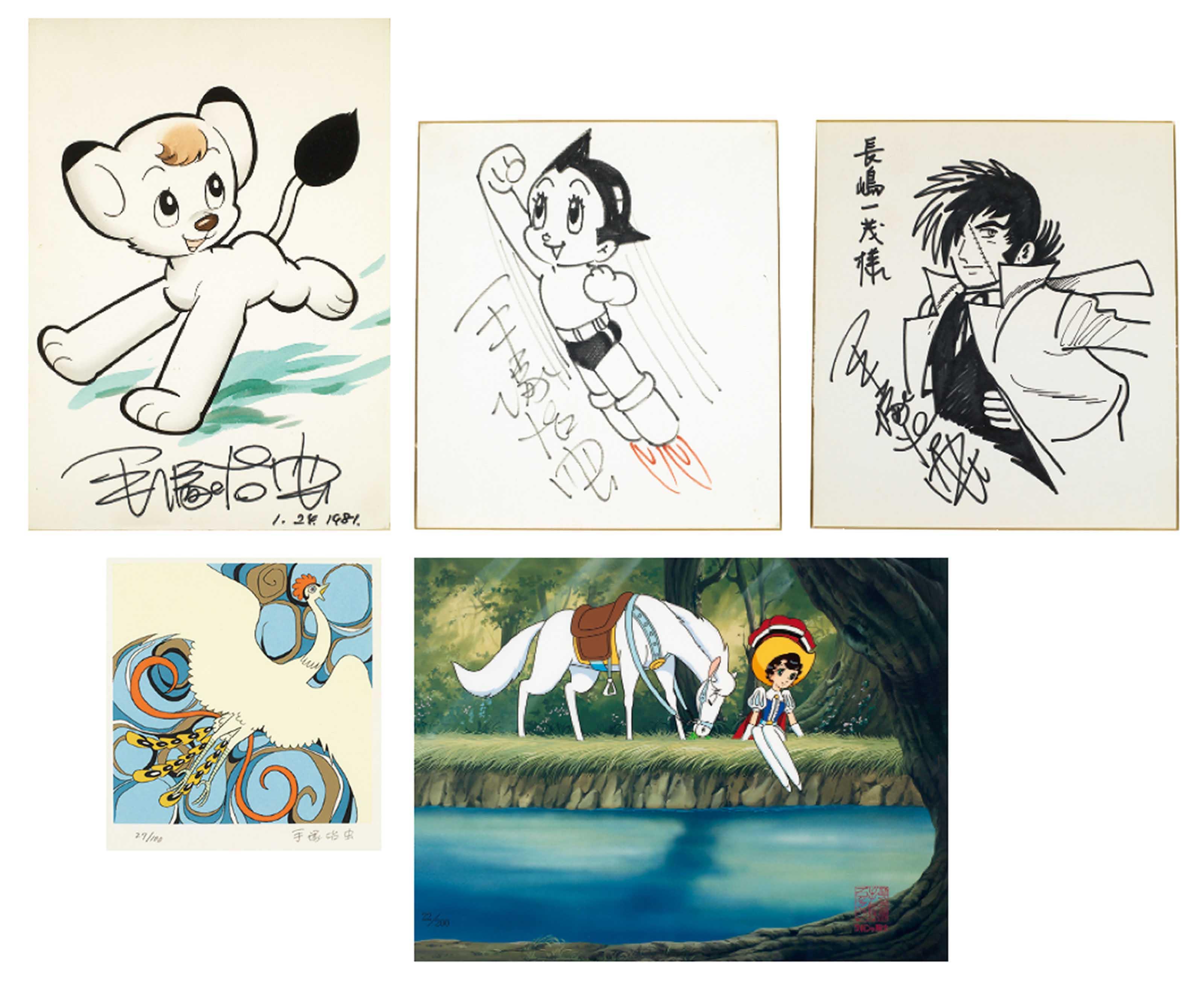 Osamu Tezuka - 1. Kimba the White Lion; 2. Astro Boy; 3. Black Jack; 4. Phoenix; and 5. Princess Knight