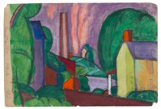 Oscar Bluemner - Belleville 5 1/8 x 7 5/8 in. (13 x 19.4 cm.)