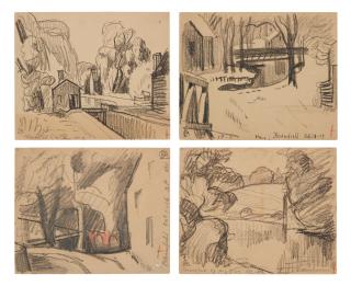 Oscar Bluemner - Untitled (Bloomfield); View of Canal From the Top of Plane; Private Road from Belleville Avenue; Untitled (Brookdale, New Jersey): A Group of Four Works