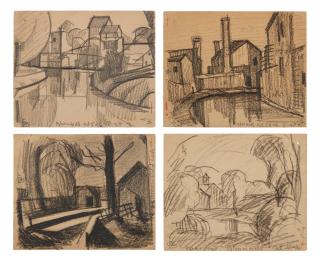 Oscar Bluemner - Untitled (Soho Port, Bloomfield); Untitled (Newark); Bloomfield Lock, North, From Montgomery Street; Oak\'s Pond, Bloomfield: A Group of Four Works