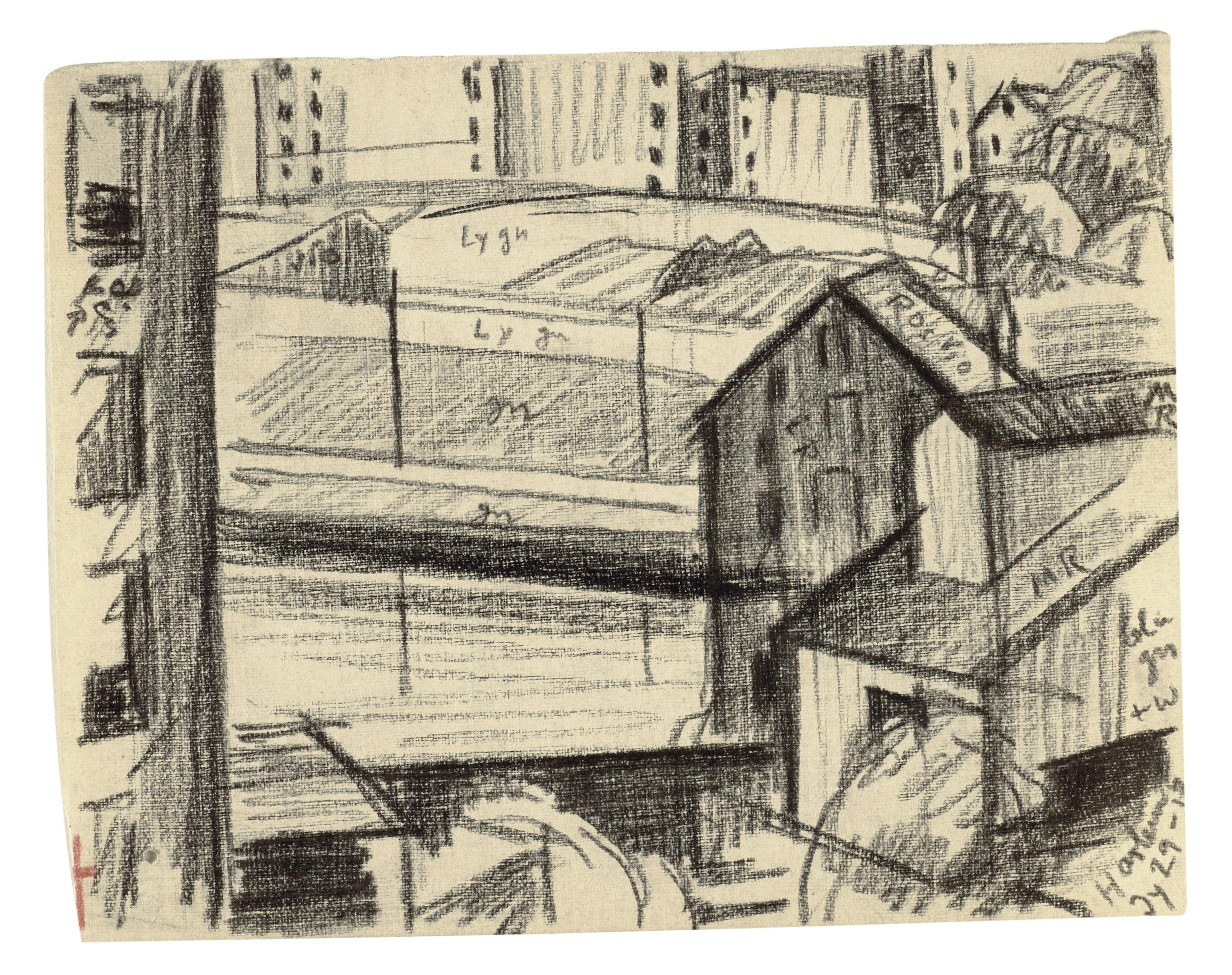 Oscar Bluemner - View of the Harlem River 4 1/2 x 5 3/4 in. (11.4 x 14.6 cm.)