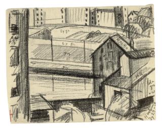 Oscar Bluemner - View of the Harlem River 4 1/2 x 5 3/4 in. (11.4 x 14.6 cm.)