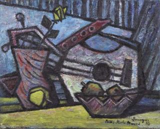 Óscar Domíinguez - Naturaleza muerta con guitarra