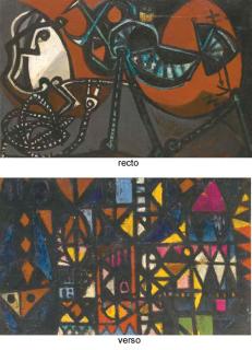 Oscar Dominguez - Combat de Gladiateurs (Recto); Composition (Verso)