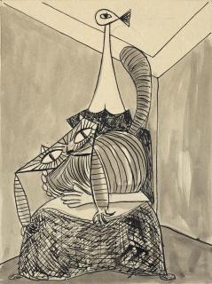 Óscar Domínguez - La Douce chatte (recto); El Niño de Càdiz [fragment] (verso)