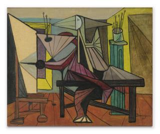 Oscar Dominguez - Pintor En Su Estudio