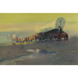 Oscar E. Berninghaus - Opening The West (Stagecoach Through The Missouri Hills)